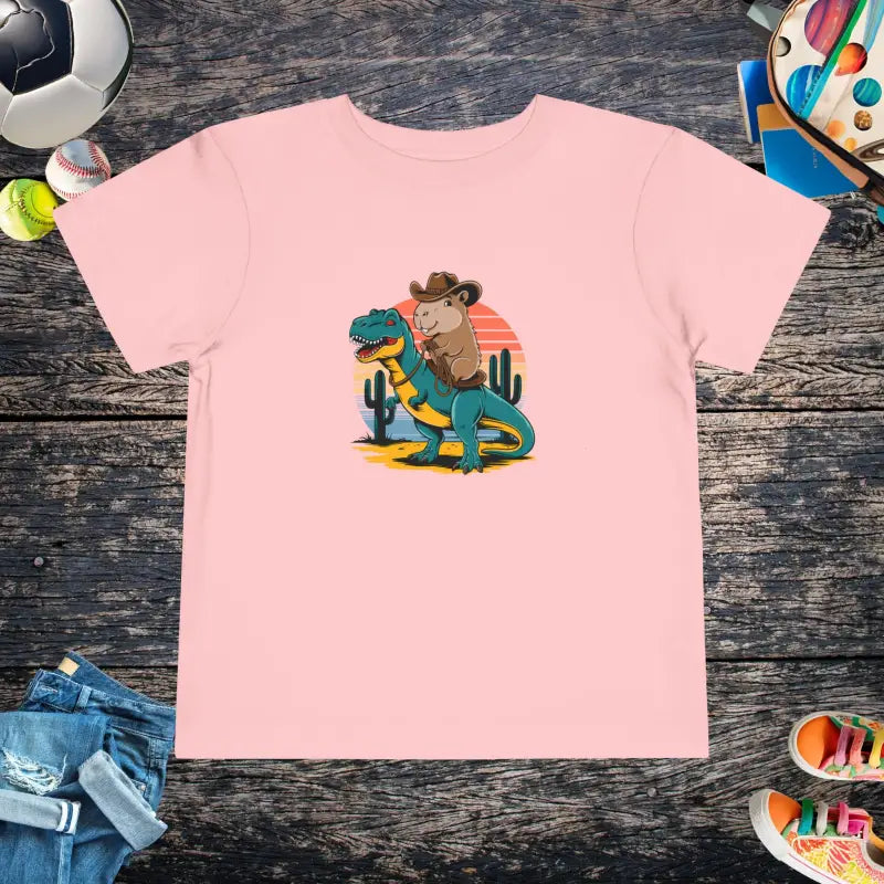 Capybara & T-rex Toddler Tee: Unleash Daily Excitement! - Pink / 2t Kids Clothes