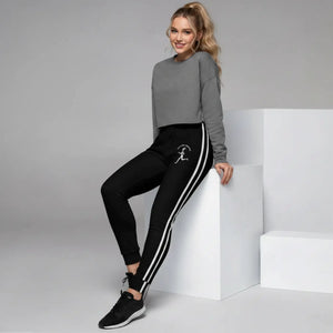 Cardio Queen Women’s Black Joggers | Double White Stripe Track Pants - s