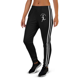 Cardio Queen Women’s Black Joggers | Double White Stripe Track Pants - s
