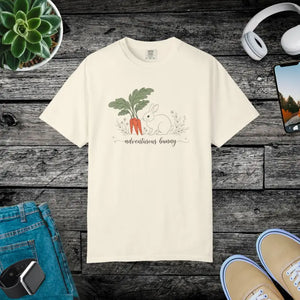 Carrot Garden Tee - Adventurous Bunny Graphic Soft Cotton - Dipaliz - Ivory / l Gifts Online