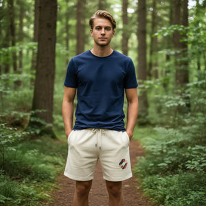 Casual Graphic Sweat Shorts, Minimal Abstract Patch Design