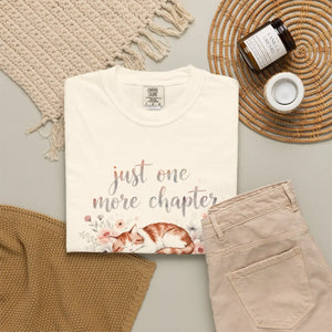 Cat and Books with Text ?Just one More Chapter’ Book Lovers T-shirt - T-shirts