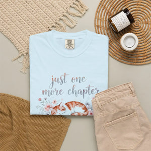 Cat and Books with Text ?Just one More Chapter’ Book Lovers T-shirt - T-shirts