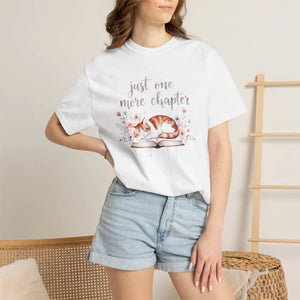 Cat and Books with Text ?Just one More Chapter’ Book Lovers T-shirt - T-shirts
