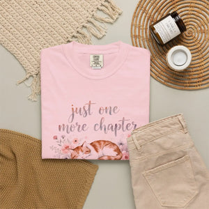 Cat and Books with Text ?Just one More Chapter’ Book Lovers T-shirt - T-shirts