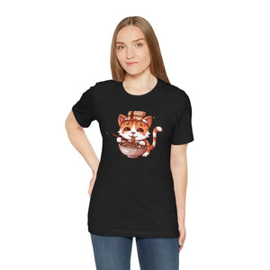 Soft Unisex Jersey Cat Slurping Noodles T-shirt - Dipaliz - T-shirts