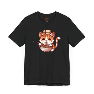 Soft Unisex Jersey Cat Slurping Noodles T-shirt - Dipaliz - T-shirts
