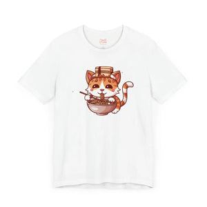Soft Unisex Jersey Cat Slurping Noodles T-shirt - Dipaliz - T-shirts
