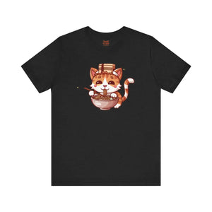 Soft Unisex Jersey Cat Slurping Noodles T-shirt - Dipaliz - T-shirts