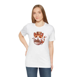 Cat T-shirt Unisex Jersey Short Sleeve Playful Comfort - Dipaliz - White / s - T-shirts