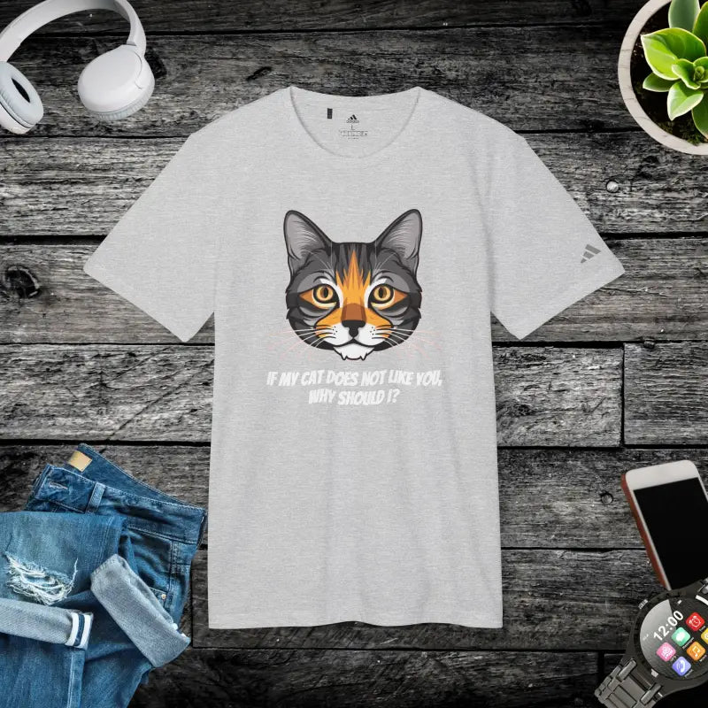 Cat Approved Recycled Adidas Tee: Style Meets Sustainability - Grey Three Heather / s T-shirt