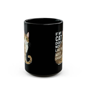 Black Ceramic Mug - Cats Judgement Design - Dipaliz - 15oz