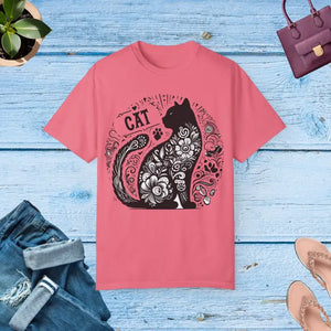 Floral Unisex Tee - Vibrant Artistic Cat Design - Dipaliz - T-shirts