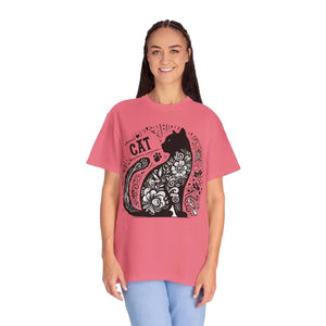Floral Unisex Tee - Vibrant Artistic Cat Design - Dipaliz - T-shirts