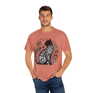 Vibrant Floral Unisex Tee - Artistic Cat Design - Dipaliz - T-shirts
