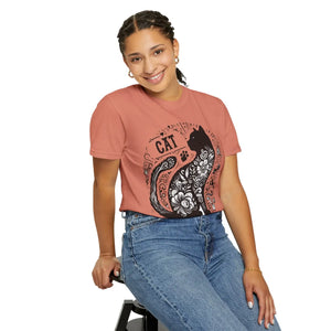 Vibrant Floral Unisex Tee - Artistic Cat Design - Dipaliz - T-shirts