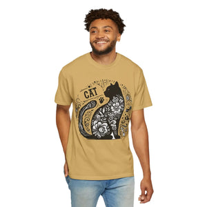 Vibrant Floral Unisex Tee - Artistic Cat Design - Dipaliz - T-shirts