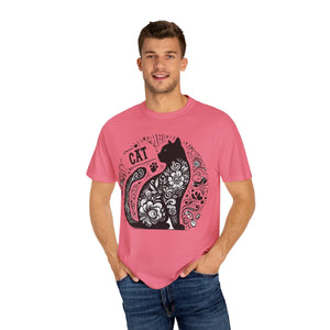 Vibrant Floral Unisex Tee - Artistic Cat Design - Dipaliz - T-shirts