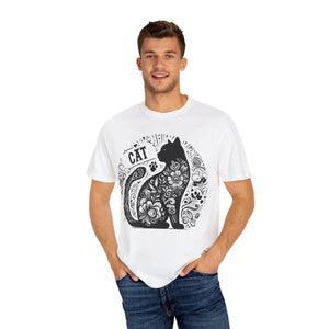 Vibrant Floral Unisex Tee - Artistic Cat Design - Dipaliz - T-shirts
