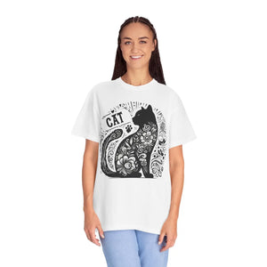 Vibrant Floral Unisex Tee - Artistic Cat Design - Dipaliz - T-shirts