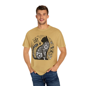 Vibrant Floral Unisex Tee - Artistic Cat Design - Dipaliz - T-shirts