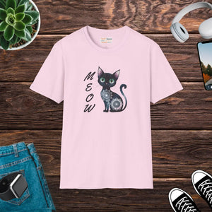 Soft Cat Meow Unisex Softstyle Tee - Cotton Comfort - Dipaliz - T-shirts