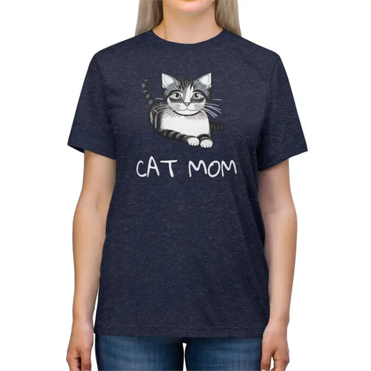 Ultimate Unisex Triblend Tee for Proud Cat Moms - Navy Triblend / s T-shirt