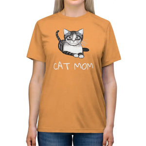Cat Mom Unisex Triblend Tee - Ultra Soft Comfort Fit - Dipaliz - Orange Triblend / s - T-shirts