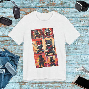 Cat Ninja Warrior Unisex Jersey Tee - Comfort Style - Dipaliz - Ash / s - T-shirts