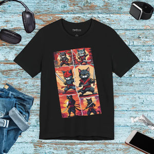 Cat Ninja Warrior Unisex Jersey Tee - Comfort Style - Dipaliz - Black / s - T-shirts
