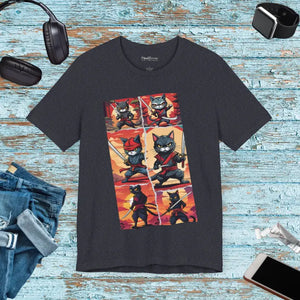 Cat Ninja Warrior Unisex Jersey Tee - Comfort Style - Dipaliz - Heather Navy / s - T-shirts