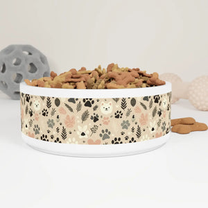Chic Cat Pattern Pet Bowl - Ceramic Feeding Dish - Dipaliz - Bowls Feeders & Waterers
