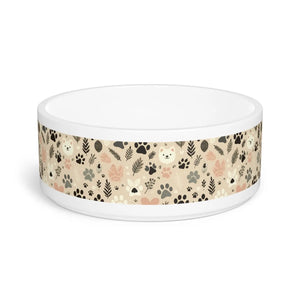 Chic Cat Pattern Pet Bowl - Ceramic Feeding Dish - Dipaliz - Bowls Feeders & Waterers