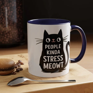 Two-tone Cat Mug - People Kinda Stress Meowt 11oz - Dipaliz - Mugs