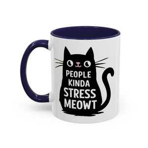 Two-tone Cat Mug - People Kinda Stress Meowt 11oz - Dipaliz - Mugs
