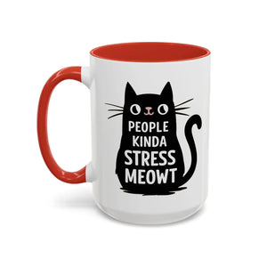 Two-tone Cat Mug - People Kinda Stress Meowt 11oz - Dipaliz - Mugs