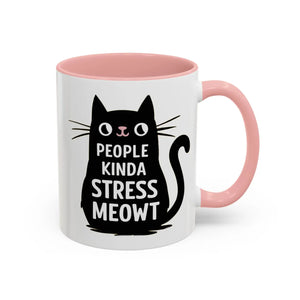 Two-tone Cat Mug - People Kinda Stress Meowt 11oz - Dipaliz - Mugs