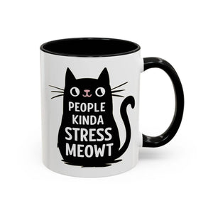 Two-tone Cat Mug - People Kinda Stress Meowt 11oz - Dipaliz - Mugs