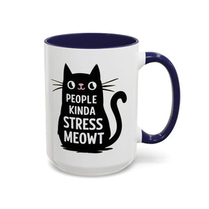 Two-tone Cat Mug - People Kinda Stress Meowt 11oz - Dipaliz - Mugs