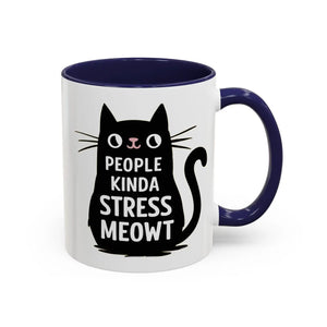 Two-tone Cat Mug - People Kinda Stress Meowt 11oz - Dipaliz - Mugs