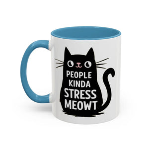 Two-tone Cat Mug - People Kinda Stress Meowt 11oz - Dipaliz - Mugs