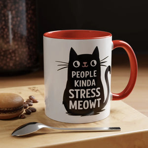 Two-tone Cat Mug - People Kinda Stress Meowt 11oz - Dipaliz - Mugs