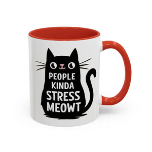 Two-tone Cat Mug - People Kinda Stress Meowt 11oz - Dipaliz - Mugs