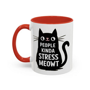 Two-tone Cat Mug - People Kinda Stress Meowt 11oz - Dipaliz - Mugs
