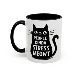 Two-tone Cat Mug - People Kinda Stress Meowt 11oz - Dipaliz - Mugs