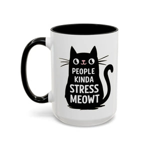 Two-tone Cat Mug - People Kinda Stress Meowt 11oz - Dipaliz - Mugs