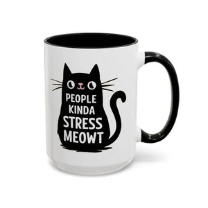 Two-tone Cat Mug - People Kinda Stress Meowt 11oz - Dipaliz - Mugs