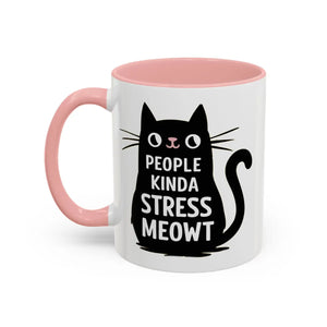 Two-tone Cat Mug - People Kinda Stress Meowt 11oz - Dipaliz - Mugs