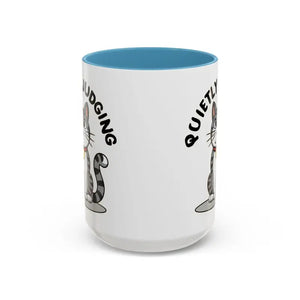 Mug - Cat Quietly Judging Accent Coffee - Ceramic - Dipaliz 15oz / Light Blue