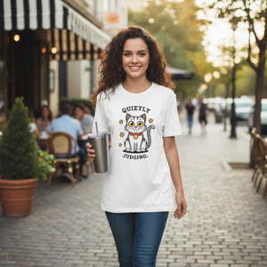 DipaliZ Cat Quietly Judging tee in 100% certified organic cotton